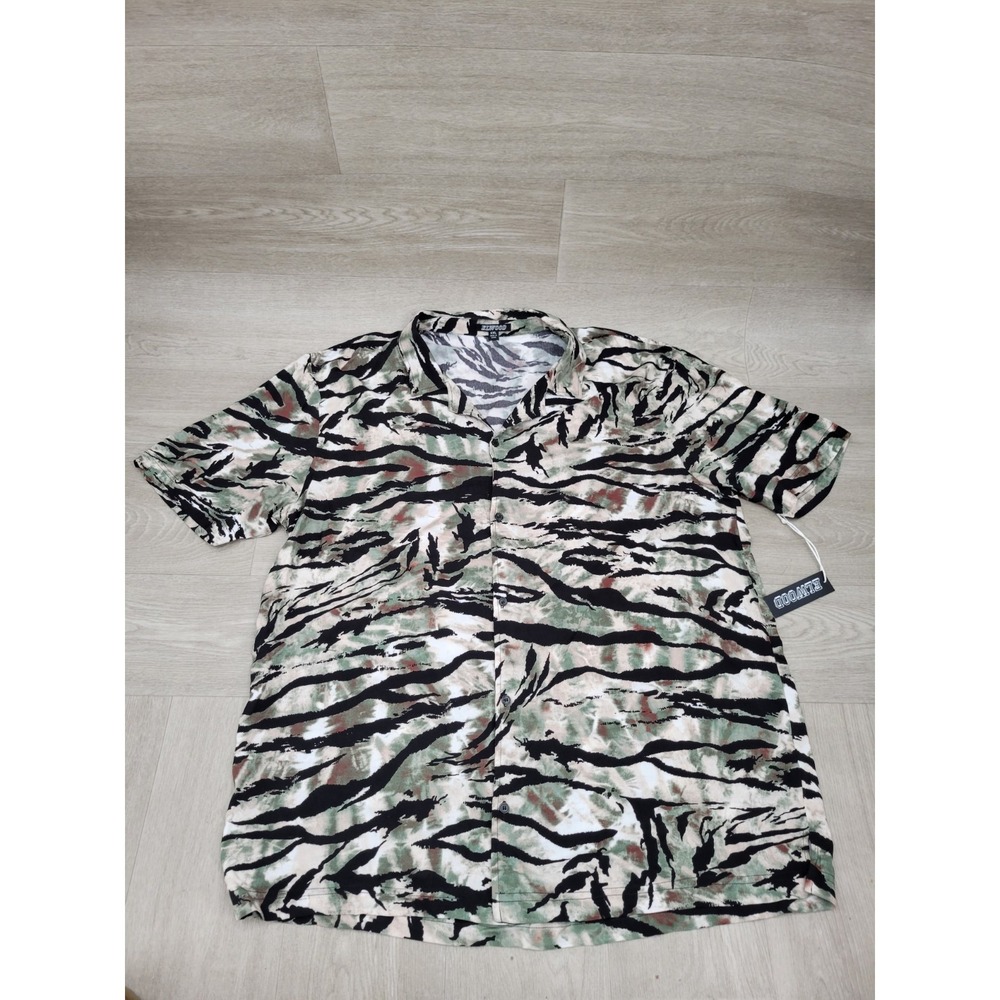 NWT Elwood Resort Shirt Men's XXL Tiger Stripe Green Black White Brown